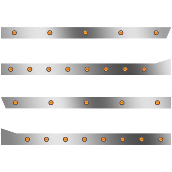 3 In SS Std Cab/Sleeper Panel Kit W/ 18 Amber/Amber LEDs  For 378/379 70/78 In Sleeper, Std End Cap - No Extenders