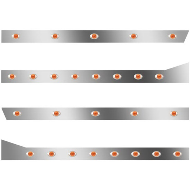 3 In SS Std Cab/Sleeper Panel Kit W/ 18 P3 Amber/Amber LEDs  For 389 Glider 70/78 In Sleeper, Extd End Cap