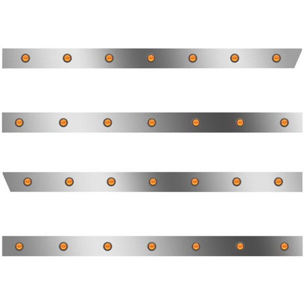 3 In. Std Cab Panels W/ 28 - 2 Inch Amber/Amber Lights  For Peterbilt 388/389 W/ 44/58 In. Sleeper No Extenders
