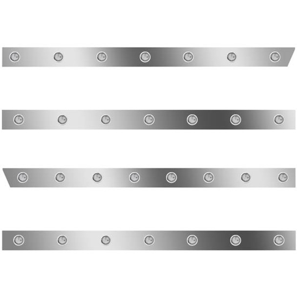 3 In. Std Cab Panels W/ 29 - 3/4 Inch Amber/Clear Lights  For Peterbilt 389 131 BBC W/ 44/58 In. Sleeper No Extenders