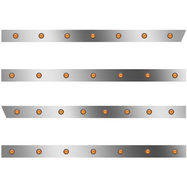 3 In. Std Cab Panels W/ 29 - 2 Inch Amber/Amber Lights  For Peterbilt 389 131 BBC W/ 44/58 In. Sleeper No Extenders