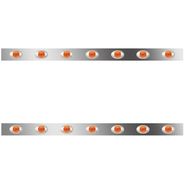 4 Inch SS Sleeper Panels W/ 14 Amber/Amber P3 LEDs For Peterbilt W/ 48/58 Inch Unibilt Sleeper