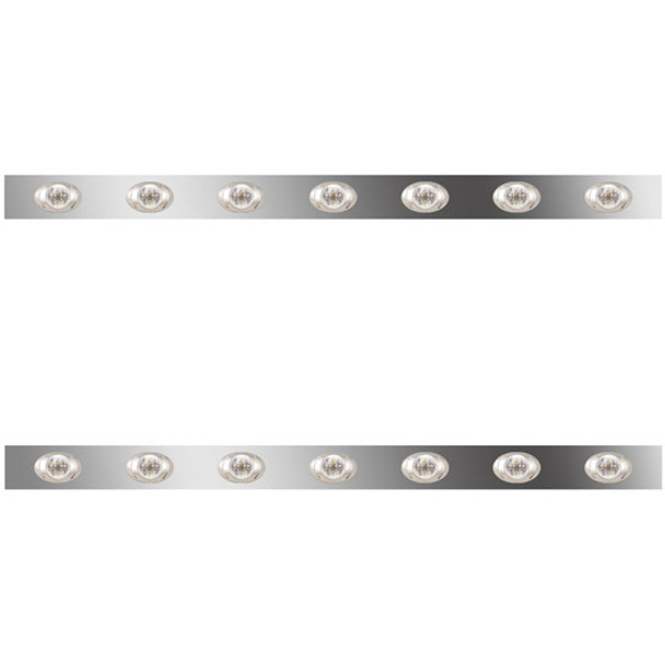 4 Inch SS Sleeper Panels W/ 14 Amber/Clear P3 LEDs For Peterbilt W/ 48/58 Inch Unibilt Sleeper