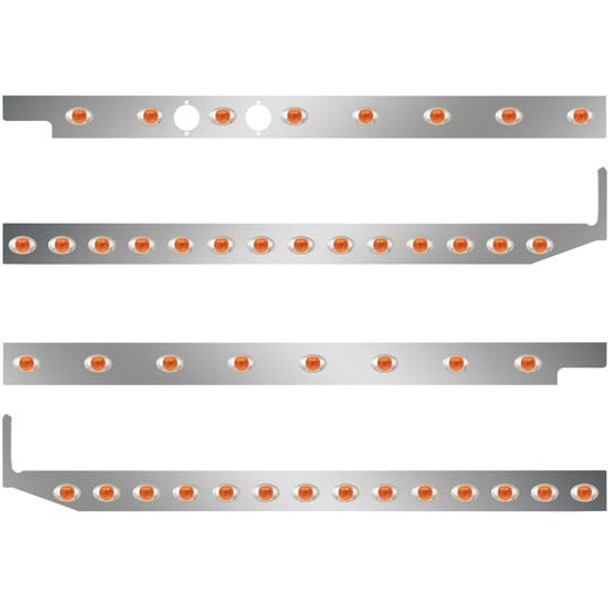 2.5 Inch S.S. Cab-Sleeper Panels W/ 42 P3 Amber/Amber LEDs  For Peterbilt 567 121BBC, 579 123BBC