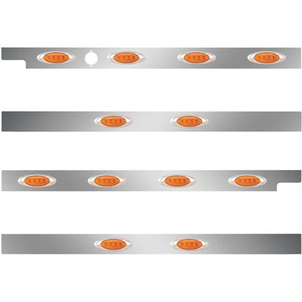 2.5 Inch S.S. Cab-Sleeper Panels W/ 12 P1 Amber/Amber LEDs  For Peterbilt 567 121BBC, 579 123BBC