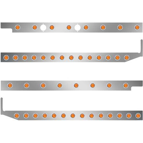 2.5 Inch S.S. Cab-Sleeper Panels W/ 42 - 3/4 Inch Amber/Amber LEDs  For Peterbilt 567 121BBC, 579 123BBC