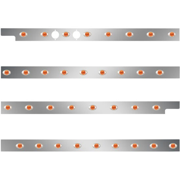 2.5 Inch S.S. Cab-Sleeper Panels W/ 34 P3 Amber/Amber LEDs  For Peterbilt 567 121BBC, 579 123BBC