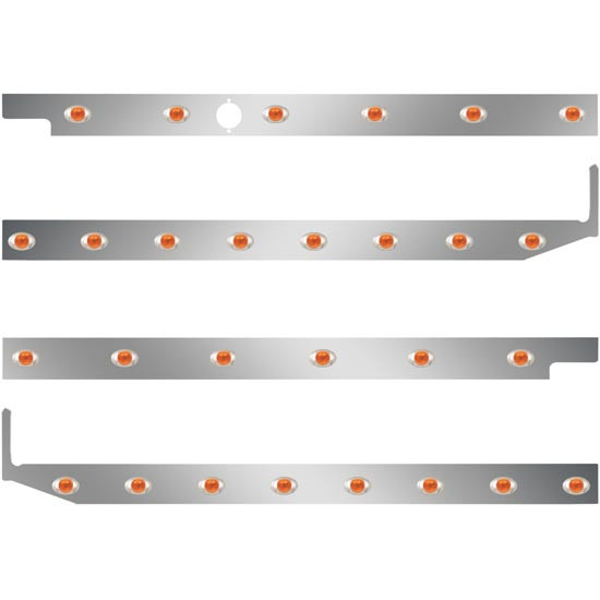 2.5 Inch S.S. Cab-Sleeper Panels W/ 28 P3 Amber/Amber LEDs  For Peterbilt 567 121BBC, 579 123BBC