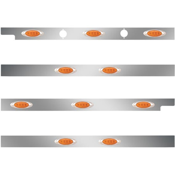 2.5 Inch S.S. Cab-Sleeper Panels W/ 10 P1 Amber/Amber LEDs  For Peterbilt 567 121BBC, 579 123BBC