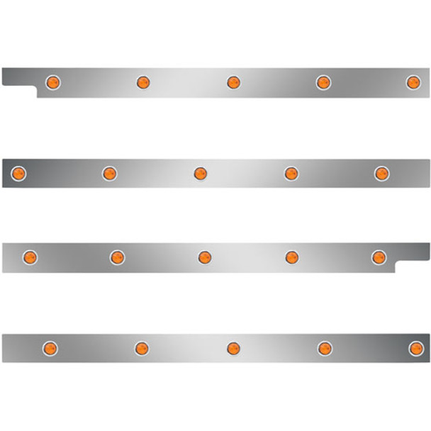 2.5 Inch S.S. Cab-Sleeper Panels W/ 20 - 3/4 Inch LEDs  For Peterbilt 567 113BBC, 579 117BBC SBA W/ 44 Inch Sleeper