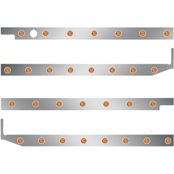 2.5 Inch S.S. Cab-Sleeper Panels W/ 30 - 3/4 Inch LEDs  For Peterbilt 567 113BBC, 579 117BBC SBA W/ 44 Inch Sleeper