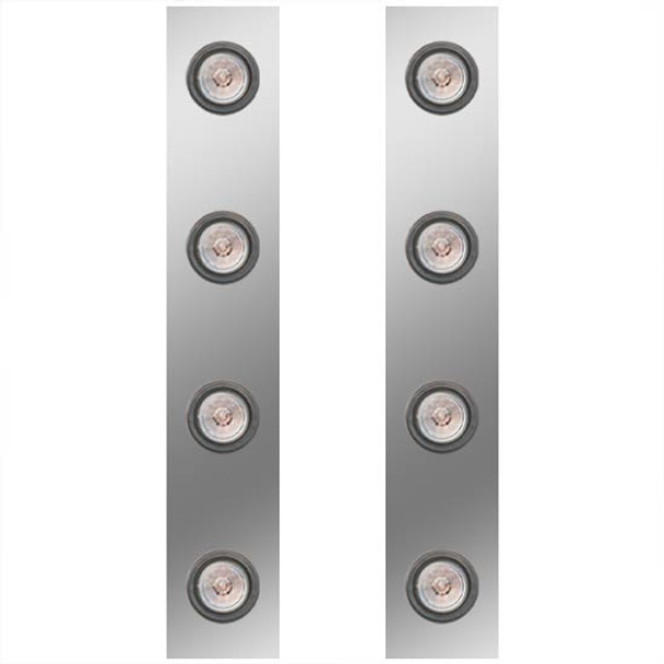 13 Inch Tall Rear Air Cleaner Light Panels W/ 8 - 2 Inch Round Red/Clear LEDs For Peterbilt 389 W/ 15 Inch Breathers