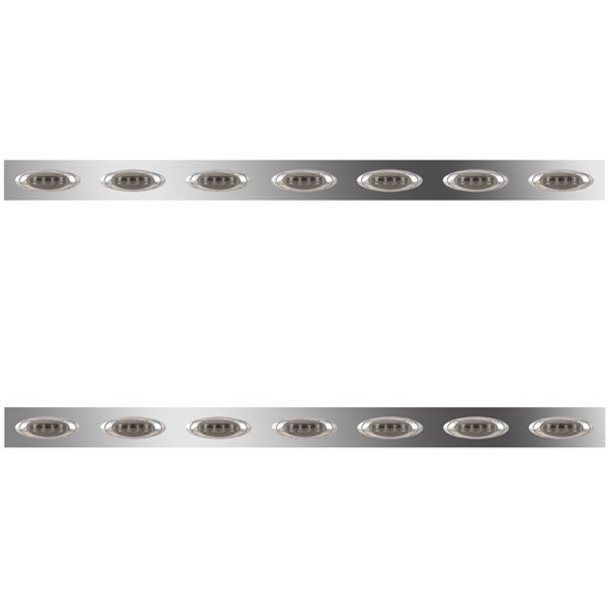 3 Inch S.S. Sleeper Panels W/ 14 Amber/Clear Smoked Lens P1 LEDs For Peterbilt 378, 379, 388, 389 W/ 63 Inch Sleeper