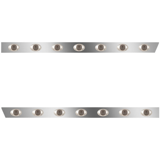 3 Inch Stainless Steel Standard Cab Panels W/ 14 P3 Amber/Smoked LEDs For Peterbilt 378, 379, 388, 389