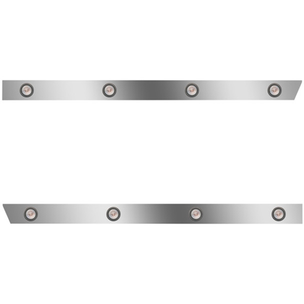 3 Inch Stainless Steel Day Cab Panels W/ 8 - 2 Inch Amber/Clear LEDs For Peterbilt 367, 388 123 BBC