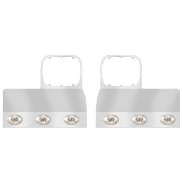 Stainless Steel Single Headlight Mount Fender Guards W/ 12 P3 Amber/Amber LEDs  For Peterbilt 378, 379