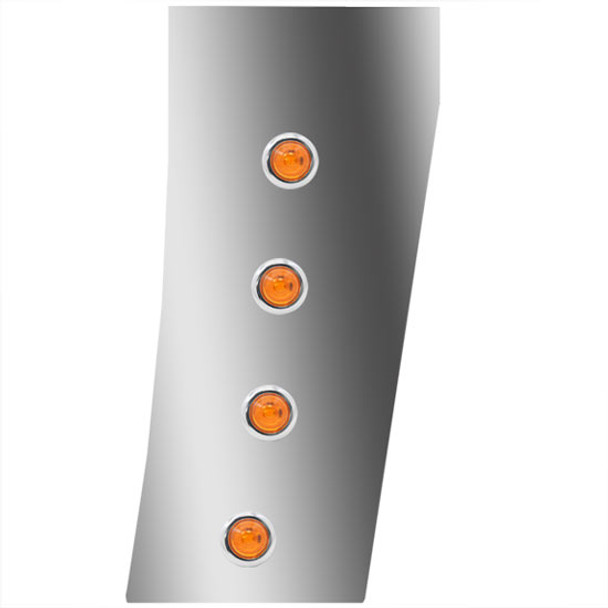 3 Inch Stainless Steel Standard Cowl Panels W/ 8 - 3/4 Inch Amber/Amber LEDs For Peterbilt 388, 389 123 BBC