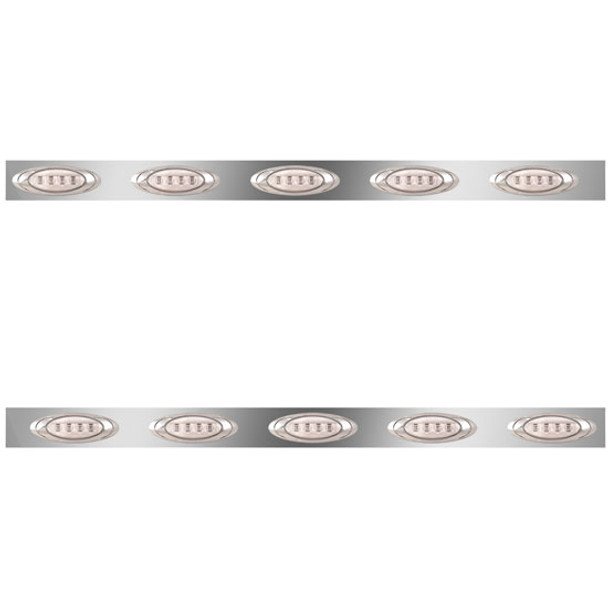 3 Inch Stainless Steel Cab Panels W/ 10 P1 Amber/Clear LEDs For Peterbilt 359