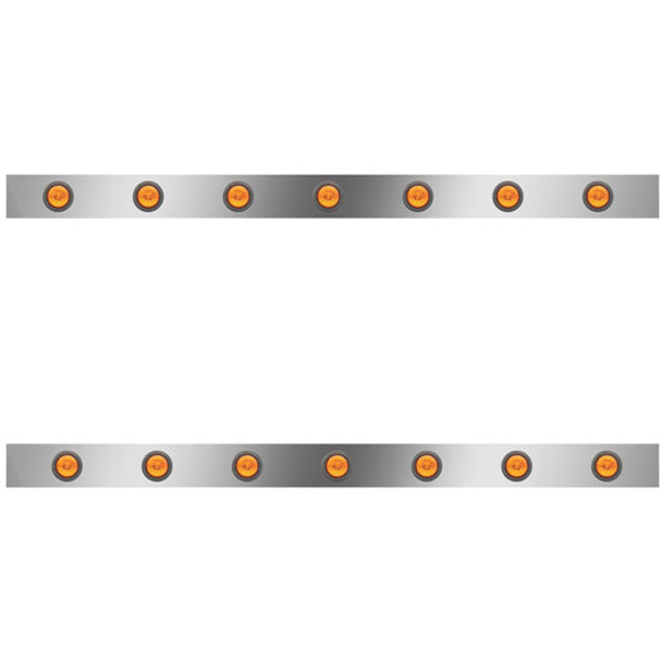 3 Inch Stainless Steel Cab Panels W/ 14 - 2 Inch Amber/Amber LEDs For Peterbilt 359