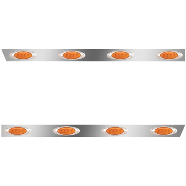 3 Inch Stainless Steel Cab Panels W/ 8 P1 Amber/Amber LEDs For Peterbilt 386 W/ Cab-Mount Exhaust 3 Inch Stainless Steel Cab Panels W/ 8 P1 Amber/Amber LEDs For Peterbilt 386 W/ Cab-Mount Exhaust