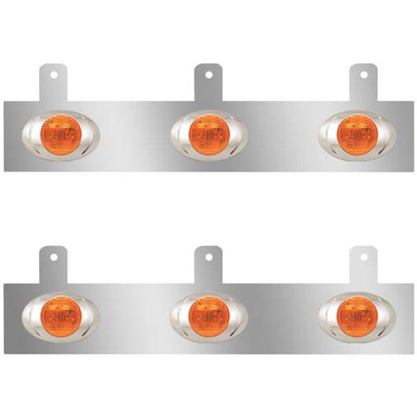 Exhaust Filler Panels W/ 6 P3 Amber/Amber LEDs For Peterbilt 386 W/ Rear-Mount Exhaust