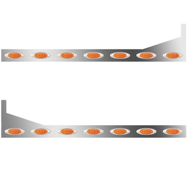 63/72 Inch Sleeper Panels W/ Extensions, 14 P1 Amber/Amber LEDs For Peterbilt