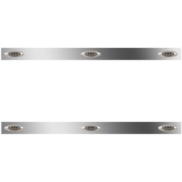 36/44 Inch Stainless Steel Sleeper Panels W/ 6 P1 Amber/Smoked LEDs For Peterbilt