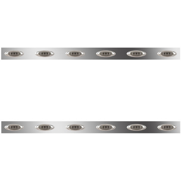 70/78 Inch Stainless Steel Sleeper Panels W/ 12 P1 Amber/Smoked LEDs For Peterbilt