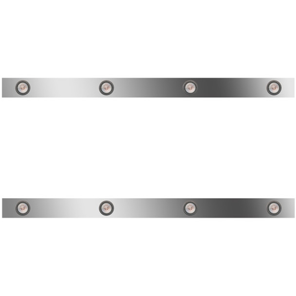 36/44 Inch Stainless Steel Sleeper Panels W/ 8 - 2 Inch Amber/Clear LEDs For Peterbilt