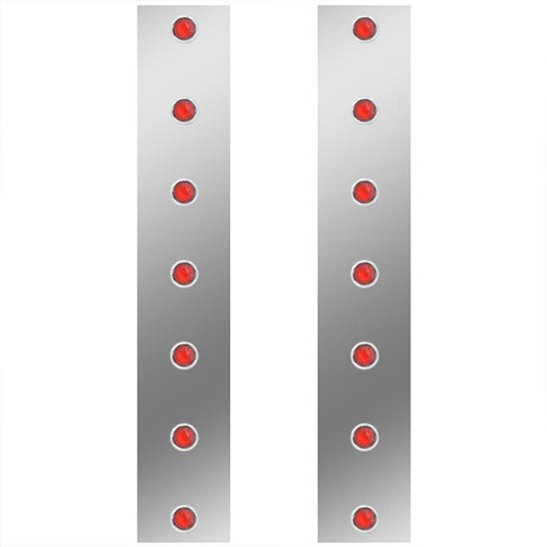 15 Inch Stainless Steel Backlit Rear Air Cleaner Panels W/ 14 - 3/4 Inch Red/Red LEDs For Peterbilt