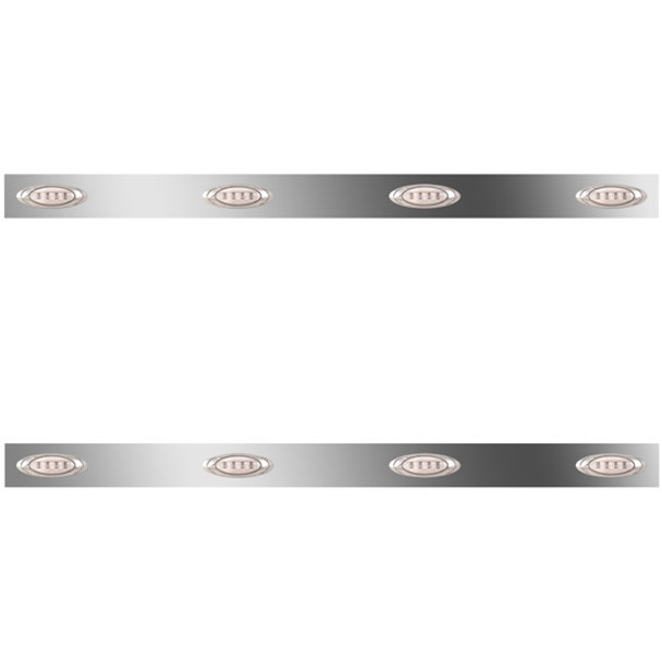 48/58 Inch Stainless Steel Sleeper Panels W/ 8 P1 Amber/Clear LEDs For Peterbilt