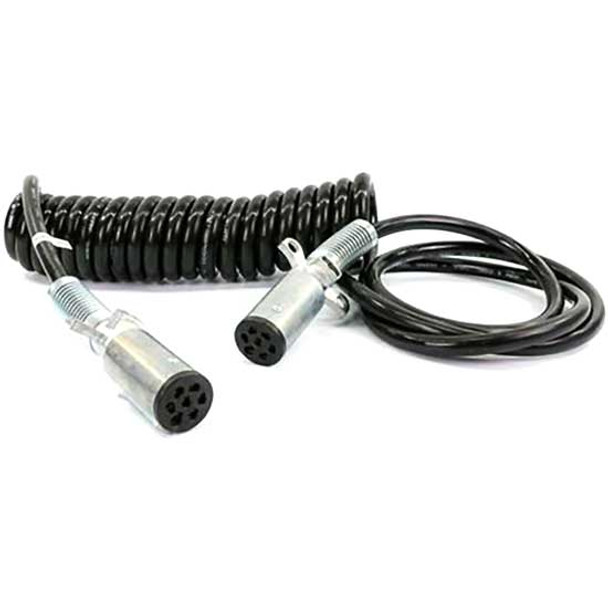 TPHD 7 Way Black Trailer Cord W/ Metal Ends - 15 Foot W/ 70 Inch Lead