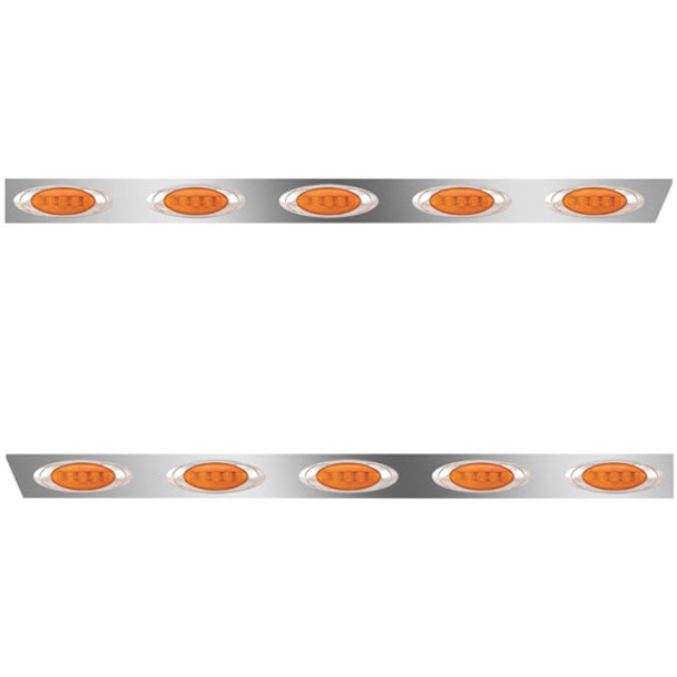 3 Inch Stainless Steel Standard Cab Panels W/ 10 P1 Amber/Amber LEDs For Peterbilt 388, 389, Glider