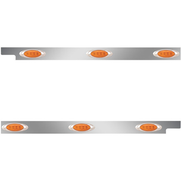 Stainless Steel Cab Panels W/ 6 P1 Amber/Amber LEDs For Peterbilt 567