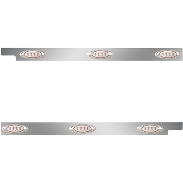 Stainless Steel Cab Panels W/ 6 P1 Amber/Clear LEDs For Peterbilt 567