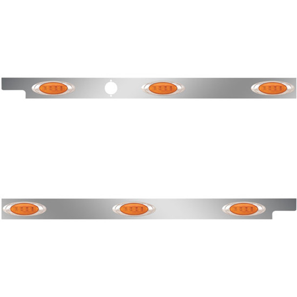 Stainless Steel Cab Panels W/ Block Heater Plug, 6 P1 Amber/Amber LEDs For Peterbilt 567
