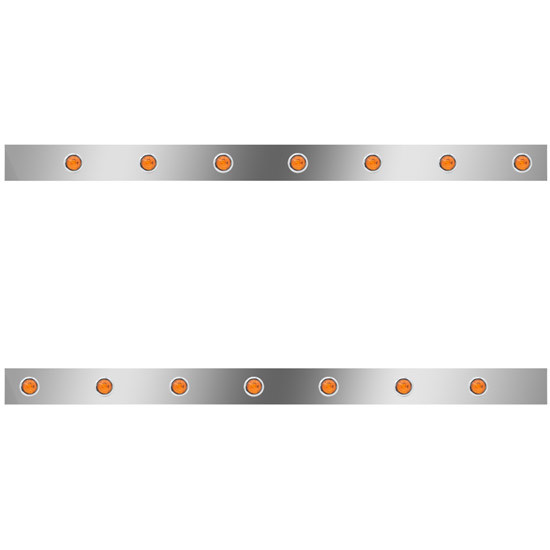 3 Inch Stainless Steel Standard Cab Panels W/ 14 - 3/4 Inch Round Amber/Amber LEDs For Peterbilt 359