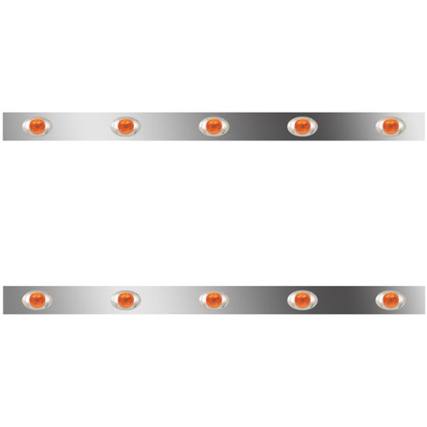 2.5 Inch Stainless Steel Sleeper Panels W/ 10 P3 Amber/Amber LEDs For Peterbilt 386