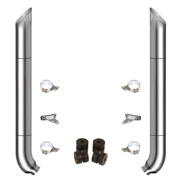 TPHD 7-5 X 108 Inch Chrome Exhaust Kit W/ Miter Stacks & OE Style Elbows For Peterbilt 378, 379, 389 Glider