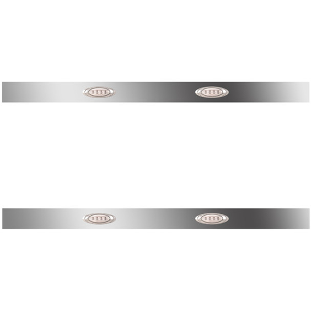 6.5 Inch Stainless Steel Sleeper Panels W/ 4 P1 Amber/Clear LEDs For Peterbilt 367, 386, 388, 389