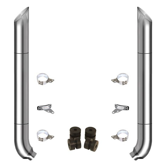 8-5 X 114 Inch TPHD  Chrome Exhaust Kit W/ Miter Stacks & OE Style Elbows