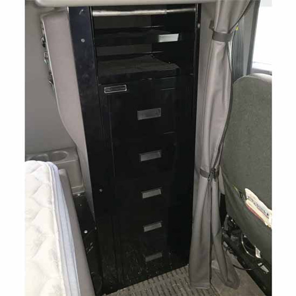 Gloss Black 5 Drawer Sleeper Storage System W/ Table Top For Peterbilt 379 & 378 Passenger Side