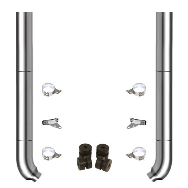 TPHD 7-5 X 108 Inch Chrome Exhaust Kit W/ Flat Top Stacks & OE Style Elbows For Peterbilt 378, 379, 389 Glider