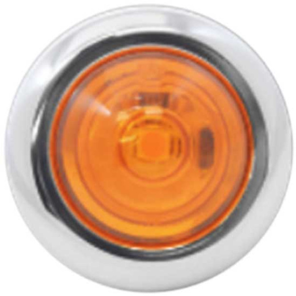 Single Diode Amber LED 3/4 Inch Mini Bulkhead Light W/ Amber Lens, Chrome Bezel