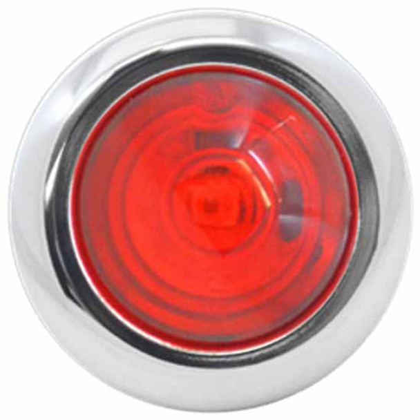 3/4 Inch Round Red LED Red Lens Bulkhead Light W/ Chrome Bezel