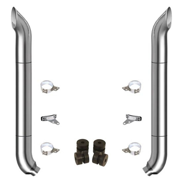 TPHD 7-5 X 108 Inch Chrome Exhaust Kit W/ West Coast Turnout Stacks & OE Style Elbows For Peterbilt 378, 379