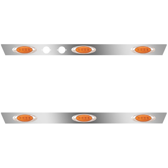 Stainless Steel Cab Panels W/ Dual Plug Holes, 6 P1 Amber/Amber LEDs For Mack Vision, Pinnacle SBA