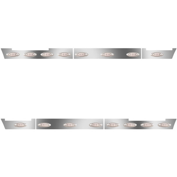 Stainless Steel Side Fairing Panels W/ 62 Inch Front, 16 P1 Amber/Clear LEDs For Volvo VNL 630/670 Gen II 2005 - 2018