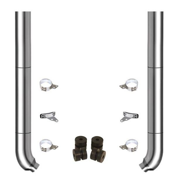 TPHD 7-5 X 96 Inch Chrome Exhaust Kit W/ Flat Top Stacks & OE Style Elbows For Peterbilt 378, 379