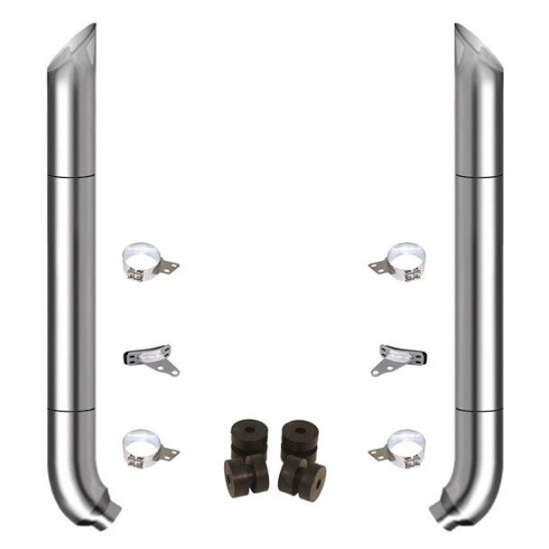 TPHD 7-5 X 96 Inch Chrome Exhaust Kit W/ Miter Stacks & OE Style Elbows For Peterbilt 378, 379